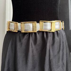 Vintage silver and gold leather belt